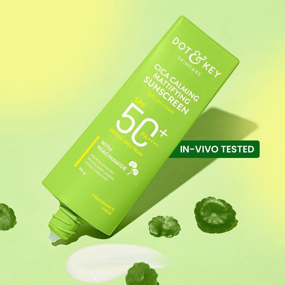 Dot & Key CICA Calming Niacinamide Sunscreen with SPF 50 PA+++ | In-Vivo Tested Face Sunscreen for Oily, Acne Prone & Sensitive Skin | 80 gm