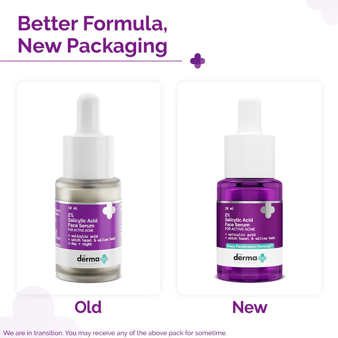 The Derma co. 2% Salicylic Acid Face Serum with Witch Hazel & Willow Bark For Active Acne - 10 ml