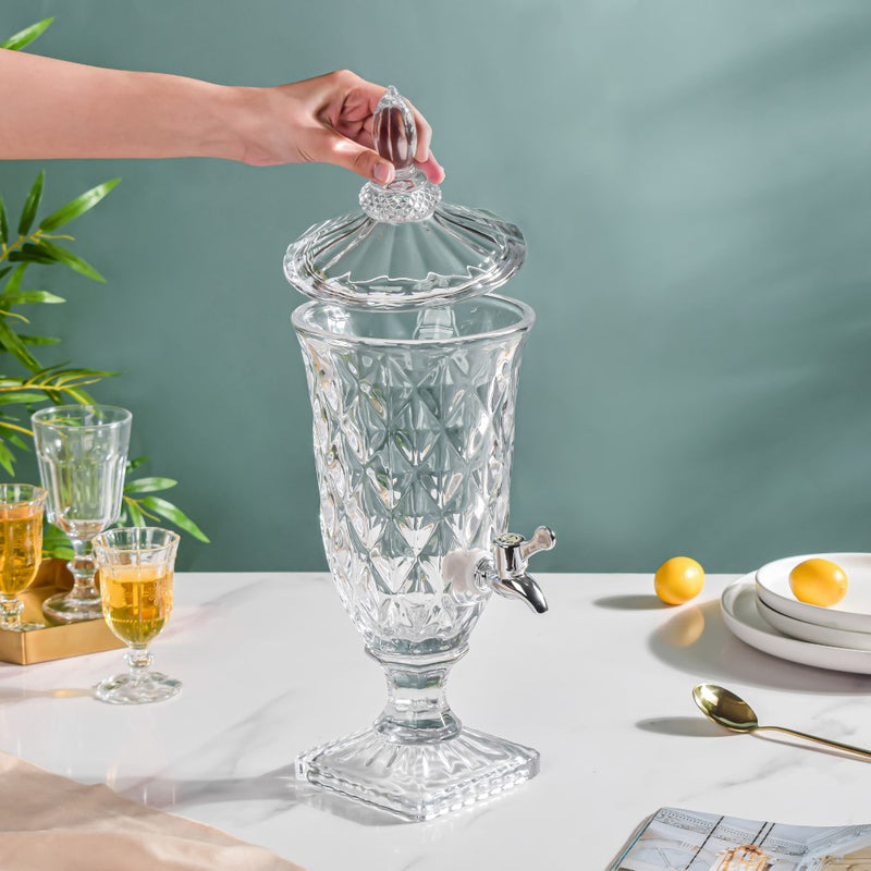 Vintage Cut-Glass Beverage Dispenser – 1.8L Crystal Diamond Tap (ADX5301-3)