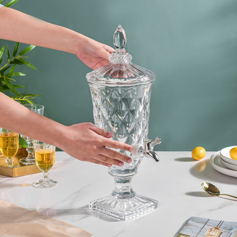 Vintage Cut-Glass Beverage Dispenser – 1.8L Crystal Diamond Tap (ADX5301-3)