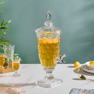 Vintage Cut-Glass Beverage Dispenser – 1.8L Crystal Diamond Tap (ADX5301-3)